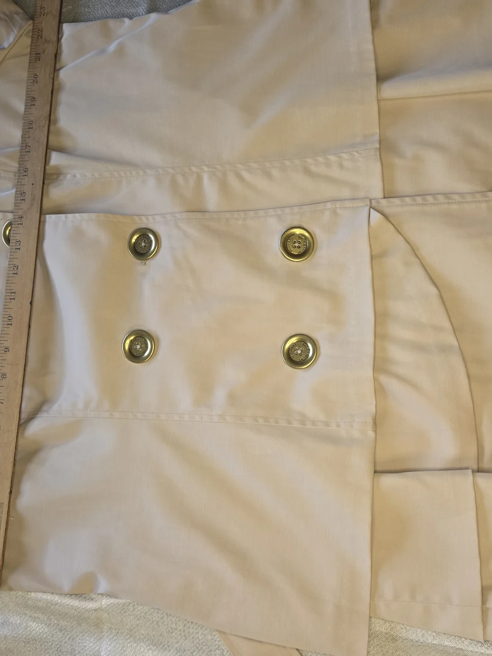Michael Kors Size 16 Womens Double-Breasted Belted Trench Coat in Cream Ruffled